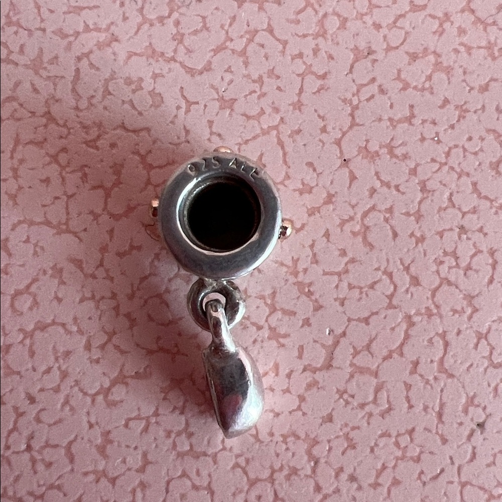 One World Health Pandora Silver and Gold Teardrop Charm. Retired. - Picture 2 of 3